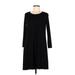 Eileen Fisher Casual Dress - A-Line Scoop Neck 3/4 sleeves: Black Print Dresses - Women's Size Medium Petite