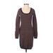 H&M Casual Dress - Sweater Dress Scoop Neck Long sleeves: Brown Stripes Dresses - Women's Size X-Small