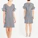 J. Crew Dresses | J. Crew Gingham Ruffle Sleeve V Neck Midi Shift Dress Black White Size Xs | Color: Black/White | Size: Xs