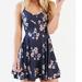 Urban Outfitters Dresses | Navy Pink White Floral Print Open Back Floral Print Skater Dress Size Small | Color: Blue/Pink | Size: S