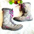 Columbia Shoes | Columbia Unisex Youth Minx Mid Ii 200 Gram Waterproof Lace Up Tall Snow Boots, 4 | Color: Gray/Pink | Size: 4g