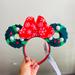 Disney Accessories | Disney Ears Christmas Holiday Wreath Mickey Minnie Ear Headband | Color: White | Size: Os