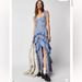 Free People Dresses | Free People Moon River High Low Polka Dot Tiered Ruffled Maxi Dress | Color: Blue | Size: Xl