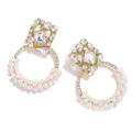 Anthropologie Jewelry | Anthropologie Gold Plated Infinity Crystal Cluster Pearl Drop Bridal Ear | Color: Gold/White | Size: Os