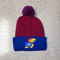 Nike Accessories | Kansas Jayhawks 3d 12" Speckled Pom-Pom Cuffed Beanie- Red/ Royal Blue | Color: Blue/Red | Size: Os