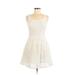 Sunny Girl Casual Dress - Mini Scoop Neck Sleeveless: Ivory Print Dresses - Women's Size Medium