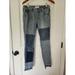 Free People Jeans | Free People We The Free Mid Rise Skinny Patch Blue Denim Jeans Womens Size 25 | Color: Blue | Size: 25