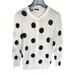 J. Crew Sweaters | J.Crew Classic Crewneck Cardigan - Off White Black Beaded Polka Dots - Size Xs | Color: Black/Cream | Size: Xs