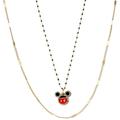 Disney Jewelry | New Disney Mickey Mouse Double Layer Necklace - 14k Gold Plated | Color: Gold/Red | Size: Os