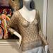 Anthropologie Sweaters | Anthropologie Hand Crocheted & Beaded Gold V-Neck Sweater | Color: Gold | Size: M