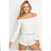 Brandy Melville Pants & Jumpsuits | Brandy Melville Gabrielle Off The Shoulder Romper | Color: Silver/White | Size: One Size