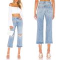 Free People Jeans | Free People Ranger Ripped Cropped Wide Leg Denim Jeans | Color: Blue | Size: 28