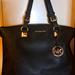 Michael Kors Bags | Michael Kors Black Large Leather Shoulder Bag Excellent Condition Like New | Color: Black/Gold | Size: 14"W X 11"H X 5