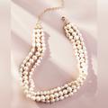 Anthropologie Jewelry | Anthropologie Nwt Triple-Strand Pearl Necklace | Color: Cream/White | Size: Os