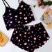 Victoria's Secret Intimates & Sleepwear | Black Cute Heart, All Over Print Short Sets W Spaghetti Strap | Color: Black/Pink | Size: L