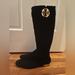 Tory Burch Shoes | Authentic Tory Burch Uma Black Suede Boots With Gold Hardware Detail--Amazing!! | Color: Black | Size: 7.5