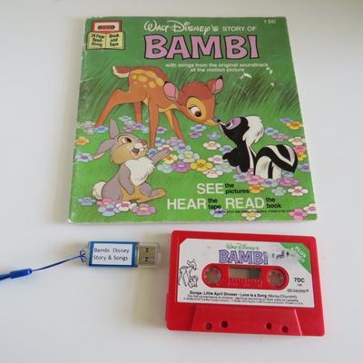 Disney Media | Disney Bambi Book & Cassette Tape & Usb Flash Drive With Mp3 Files | Color: Red | Size: Os
