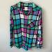 American Eagle Outfitters Tops | American Eagle Women’s Colorful Flannel Button Up | Color: Blue/Pink | Size: L