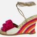 Kate Spade Shoes | Kate Spade New York Pink And Orange Stripe Espadrille Wedge W/ Pink Flower | Color: Orange/Pink | Size: 9