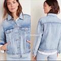 Anthropologie Jackets & Coats | Anthropologie Boyfriend Trucker Jeans Jackets Button Front Tops Xs Nwt | Color: Blue/White | Size: Xs