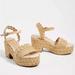 Anthropologie Shoes | Anthropologie Vicenza Scalloped Platform Sandals | Color: Tan | Size: 39