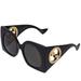 Gucci Accessories | Gucci Gg Logo Black Gold Grey Oversized Woman Sunglasses Authentic | Color: Black/Gold | Size: 55-22-140mm