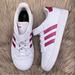 Adidas Shoes | Adidas Grand Court Girl Stay-Put Sneakers Size 2 1/2 Glitter 3-Striped | Color: Pink/White | Size: 2.5g