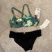 Athleta Swim | Athleta Gardenia Twist Up Bikini Top And Black Athleta Twist Bottoms | Color: Blue | Size: Swim Top: 32 B/C Swim Bottoms: Medium