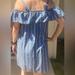 J. Crew Dresses | J.Crew Cold Shoulder Greyish Blue/White Striped Casual Dress With Pickets! | Color: Blue/White | Size: M