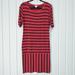 Lularoe Dresses | Lularoe Julia Dress Large Stripes Bodycon Fitted Red Orange Black Nwt | Color: Black/Red | Size: L