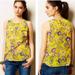 Anthropologie Tops | Anthropologie Hd In Paris Yellow Sleeveless Ruffled Floral "Sungarden" Blouse | Color: Yellow | Size: 8