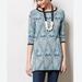 Anthropologie Sweaters | Anthropologie Monogram Nestled Owl Tunic Xs Blue Knit Sweater Dress | Color: Blue/Tan | Size: Xs