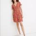 Madewell Dresses | Button-Front Tie-Sleeve Dress, Madewell Size 12 | Color: Red | Size: 12