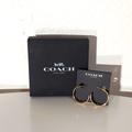 Coach Jewelry | Coach Logo Gold Plated Hoop Earrings W/ Box | Color: Gold | Size: Os