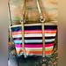Coach Bags | Coach Legacy Multicolour Satin And Leather Striped Tote Bag. | Color: Brown/Pink | Size: Os