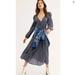 Free People Dresses | Free People Indigo Child Floral Long Sleeve Fall Midi Dress Size Xs | Color: Blue/White | Size: Xs