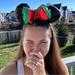 Disney Accessories | Disney | Red & Green Sequin Minnie Mouse Ears Headband | One Size | Color: Green/Red | Size: Os