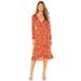 Free People Dresses | Free People Womens Covent Garden Floral Print Ruffle Midi Wrap Dress Red Size 4 | Color: Red | Size: 4