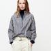 J. Crew Tops | J Crew Band Collar Popover Size 10 Indigo Blue Stripes Button Front Blouse | Color: Blue/White | Size: 10