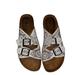 American Eagle Outfitters Shoes | American Eagle Women's Sandals Size 8 Cork Bottom 2 Straps White Slip On | Color: Tan/White | Size: 8