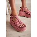 Free People Shoes | Free People Pink Raffia Rendezvous Wedge Sandals Size 40 | Color: Pink | Size: 40