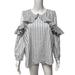 Ralph Lauren Tops | Lauren Ralph Lauren Women's Cold Shoulder Sleeve White Striped Blouse Size Xl | Color: White | Size: Xl