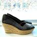 Tory Burch Shoes | Black Shimmer Tory Burch Wedge Espadrilles Size 7 B | Color: Black | Size: 7
