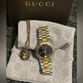 Gucci Accessories | Gucci Embossed Watch + Lion Head Necklace Bundle | Color: Gold/Silver | Size: Os