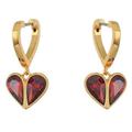 Kate Spade Jewelry | Kate Spade Rock Solid Dangle Hoop Huggies Earrings Crystal Heart Charm | Color: Gold/Red | Size: Os
