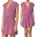 Free People Dresses | Free People Cupro Cap Sleeve Criss Cross Front Mini Dress Mulberry Size Large | Color: Pink | Size: L