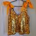 Anthropologie Tops | Anthropologie Orange Sequin Top, With Tags, Size Large | Color: Orange/Purple | Size: L