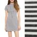 Free People Dresses | Fp Beach Dress On The Line Grey White Stripe Mock Neck Stretch Mini Free People | Color: Gray/White | Size: S