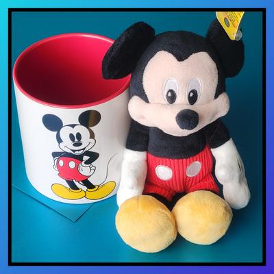 Disney Other | Disney Mickey Mouse 16oz Mug With A Mini Mickey Mouse Plushy | Color: Red/White | Size: Os