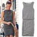 Athleta Dresses | Athleta Women's Tulip Ruched Black Cream Stripe Sleeveless Dress Sz Large Petite | Color: Black/Cream | Size: Lp